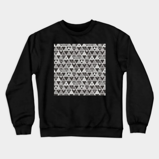 Geometric Triangles in Black White Crewneck Sweatshirt by CajaDesign